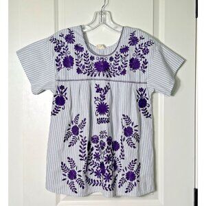 Layerz‎ Clothing short sleeve striped boho top Womens Small Gray White Purple